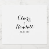 Minimalistische zwart-witte bruiloft mousserende w sparkling wijnetiket (Enkel label)