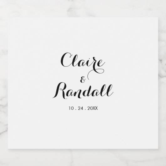 Minimalistische zwart-witte bruiloft mousserende w sparkling wijnetiket (Enkel label)