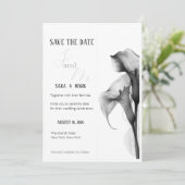 Minimalistische Zwart & Witte Calla Lelie Save the Date (Staand voorkant)