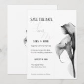 Minimalistische Zwart & Witte Calla Lelie Save the Date (Voorkant / Achterkant)