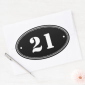 Minimalistische zwart-witte cijfers ovale Stickers (Envelop)