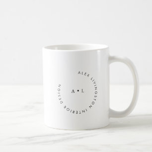 Minimalistische Zwart Witte Cirkel Monogram Logo Koffiemok