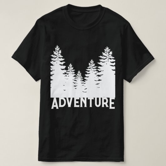 Minimalistische zwart-witte dennenboom Adventure T T-shirt (Design voorkant)