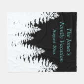 Minimalistische zwart-witte dennenboom gepersonali fleece deken (Voorkant (Horizontaal))