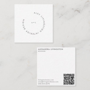 Minimalistische Zwart Witte Designer Moderne Logo Vierkante Visitekaartje