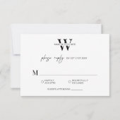 Minimalistische Zwart & Witte Eetgelegenheid Zakel RSVP Kaartje (Achterkant)