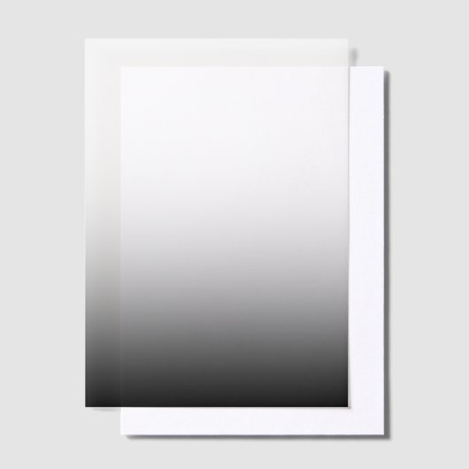 Minimalistische zwart-witte gradiëntoverlay vellum uitnodigingen (Offset)