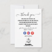 Minimalistische zwart-witte kaars bedankkaart (Voorkant)