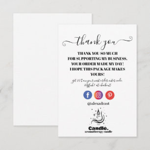 Minimalistische zwart-witte kaars bedankkaart