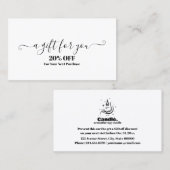 Minimalistische zwart-witte kaars kortingskaartje (Voorkant / Achterkant)