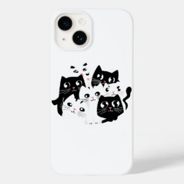 Minimalistische zwart-witte kat telefoonhoesje Case-Mate iPhone 14 hoesje