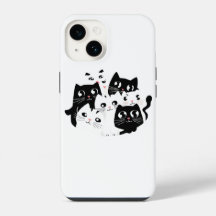 Minimalistische zwart-witte kat telefoonhoesje