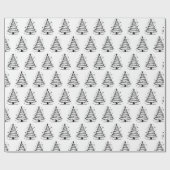Minimalistische zwart-witte kerstboom cadeaupapier (Vlak)