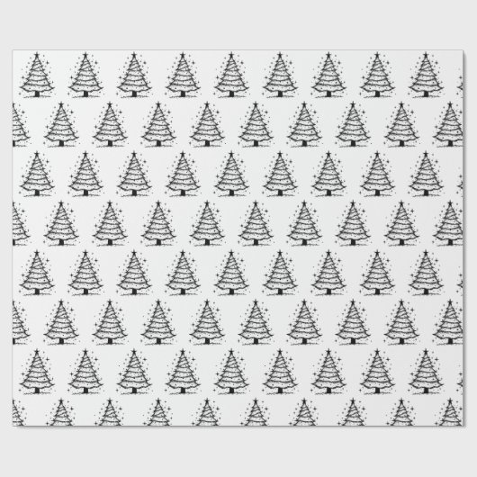 Minimalistische zwart-witte kerstboom cadeaupapier (Vlak)