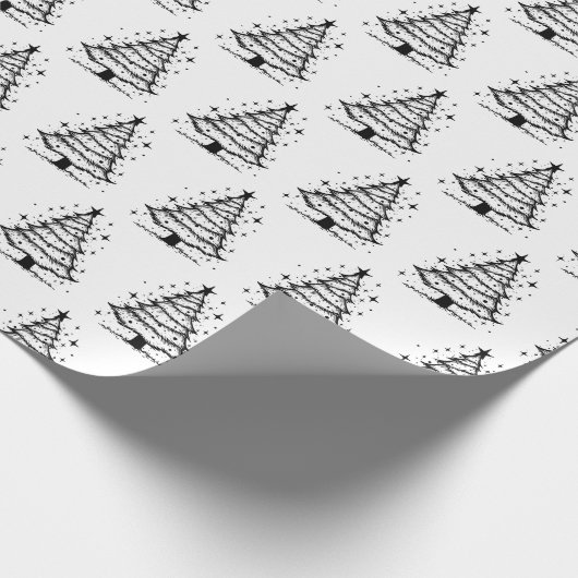 Minimalistische zwart-witte kerstboom cadeaupapier (Hoek)