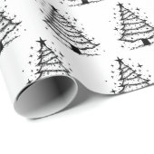 Minimalistische zwart-witte kerstboom cadeaupapier (Rol Hoek)