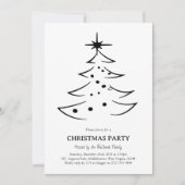 Minimalistische Zwart-Witte Kerstboom Feest Kaart (Voorkant)