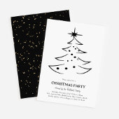 Minimalistische Zwart-Witte Kerstboom Feest Kaart
