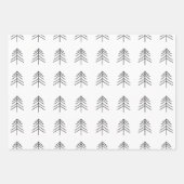 Minimalistische zwart-witte kerstpijnboom inpakpapier vel (Voorkant 3)