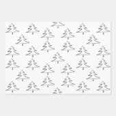 Minimalistische zwart-witte kerstpijnboom inpakpapier vel (Voorkant 2)