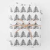Minimalistische zwart-witte kerstpijnboom inpakpapier vel (In situ)