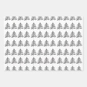 Minimalistische zwart-witte kerstpijnboom inpakpapier vel (Voorkant)