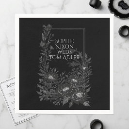 Minimalistische Zwart Witte Monochrome Bloem Kunst Servet