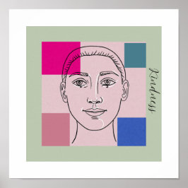 Minimalistische zwart-witte muurkunst met trendy k poster