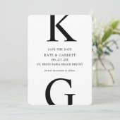 Minimalistische zwart-witte Polka Dot Save the Dat Date (Staand voorkant)