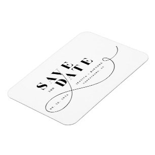 Minimalistische Zwart Witte Save The Date Magneet