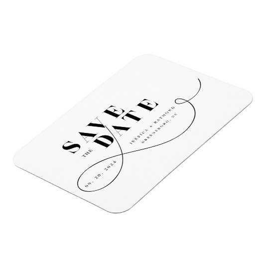Minimalistische Zwart Witte Save The Date Magneet (Linkerzijde)