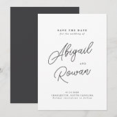 Minimalistische Zwart Witte Script Save the Date K Kaart (Voorkant / Achterkant)