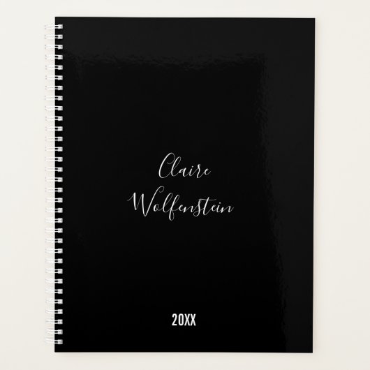 Minimalistische Zwart Witte Script Zakelijke Plann Planner (Voorkant)