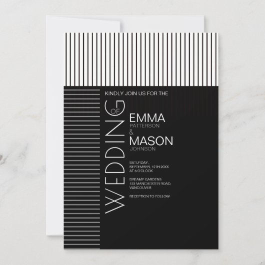 Minimalistische zwart-witte strepen kaart (Voorkant)