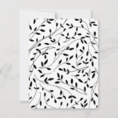 Minimalistische zwart-witte takken lijnen monogram notitiekaartje (Achterkant)