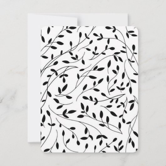 Minimalistische zwart-witte takken lijnen monogram notitiekaartje (Achterkant)