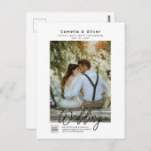 MINIMALISTISCHE ZWART WITTE TROUW FOTO QR CODE In Briefkaart (Voorkant / Achterkant)