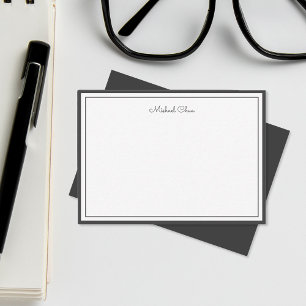Minimalistische zwart-witte tweerand, handtekening notitiekaartje