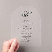 Minimalistische zwart witte vlinder monogram bruil acryl uitnodigingen (Insitu (Draagbaar))