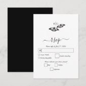 Minimalistische zwart witte vlinder monogram bruil RSVP kaartje (Voorkant / Achterkant)