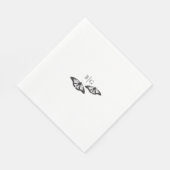 Minimalistische zwart witte vlinder monogram bruil servet (Hoek)