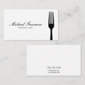 Minimalistische zwart-witte vork persoonlijke chef visitekaartje (Voorkant / Achterkant)