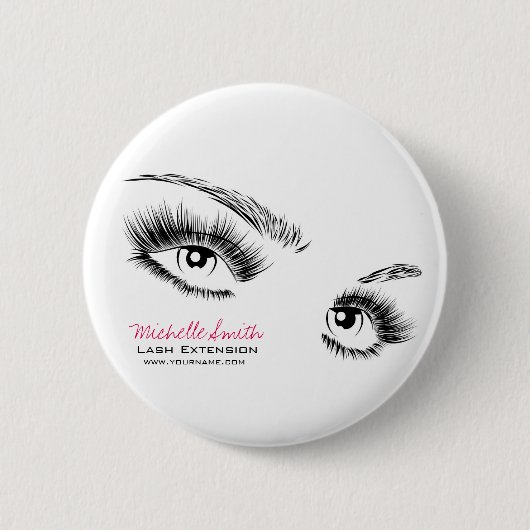 Minimalistische zwart-witte wimpers Chic Make-up Ronde Button 5,7 Cm (Voorkant)