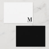 Minimalistische zwart-wittypografie met monogram notitiekaartje (Voorkant / Achterkant)