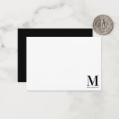 Minimalistische zwart-wittypografie met monogram notitiekaartje (Voorkant / Achterkant in situ)