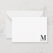 Minimalistische zwart-wittypografie met monogram notitiekaartje (Voorkant)