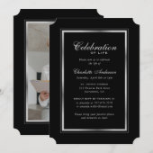 Minimalistische Zwart Zilveren Fotoviering van het Kaart (Voorkant / Achterkant)