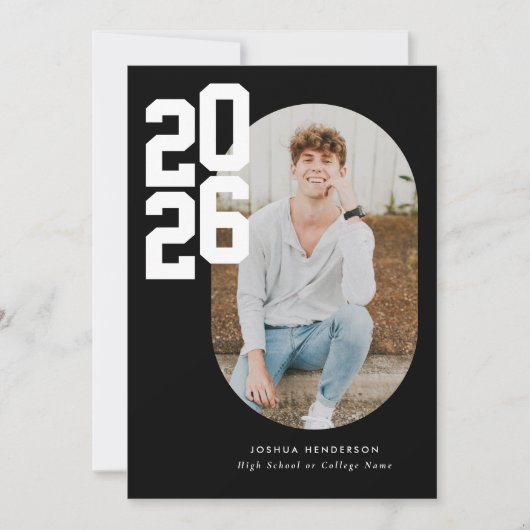 Minimalistische Zwarte 2025 Foto Afstuderen Aankondiging (Voorkant)