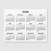 Minimalistische zwarte 2026 magnetische kalender