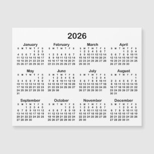 Minimalistische zwarte 2026 magnetische kalender